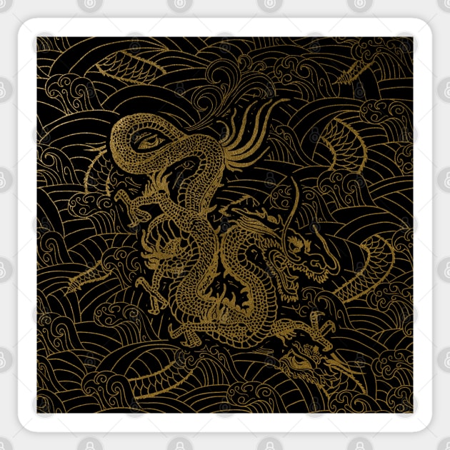 Asian Chinese / Japanese Golden Dragon Sticker by EddieBalevo